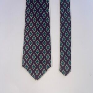Kenneth Gordon New Orleans Mens Silk Tie Purple Teal Geometric Diamond USA Made